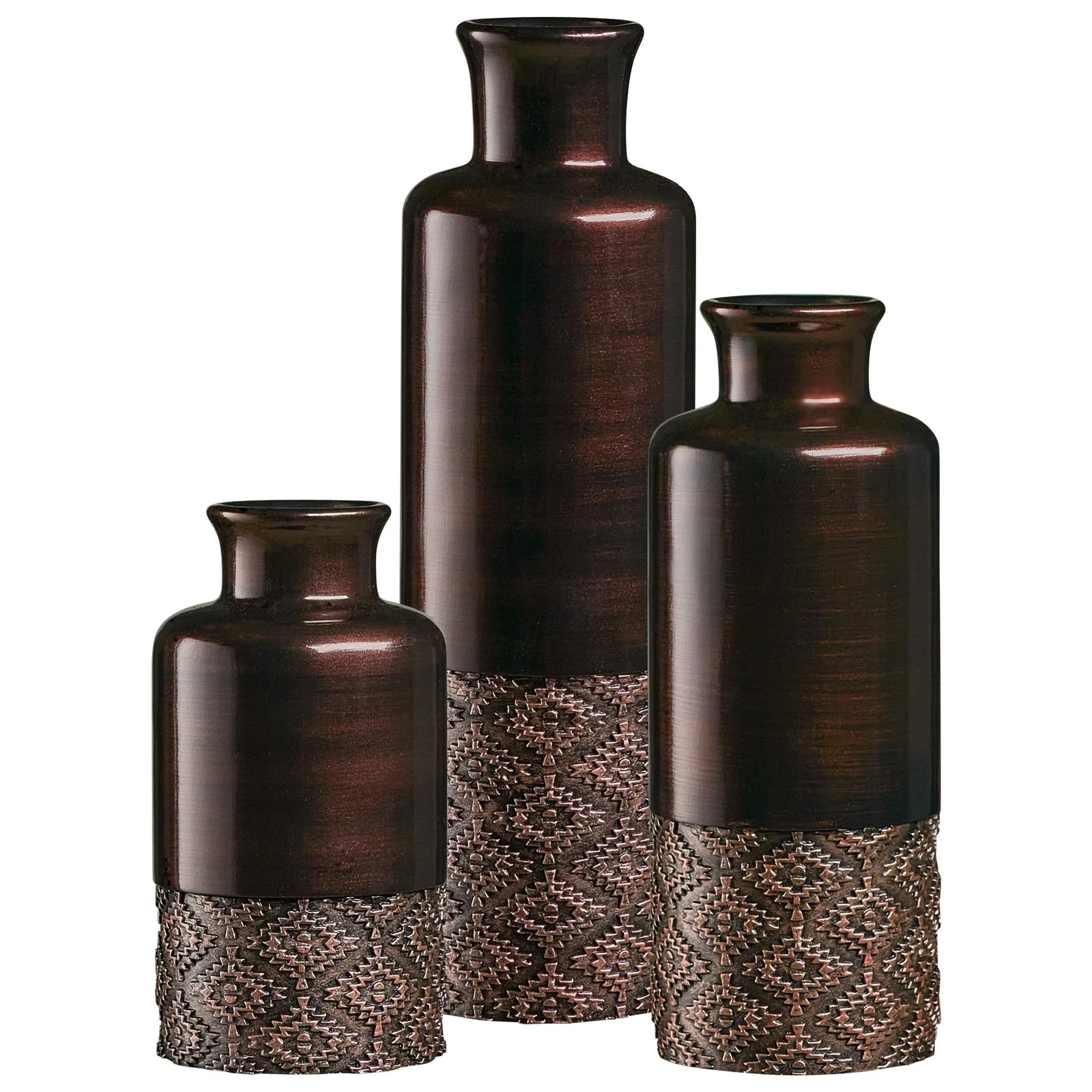 Creative Scents Dublin Brown Vases - Set of 3 Vases - Table Centerpieces for ...