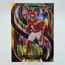 2024 Panini Select - Premier Level Xavier Worthy #119 Green & Yellow Shock Prizm