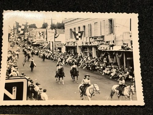 Small Town Parade Shamrock Cafe Neon Sign Coca Cola Cavalry Vintage Photo
