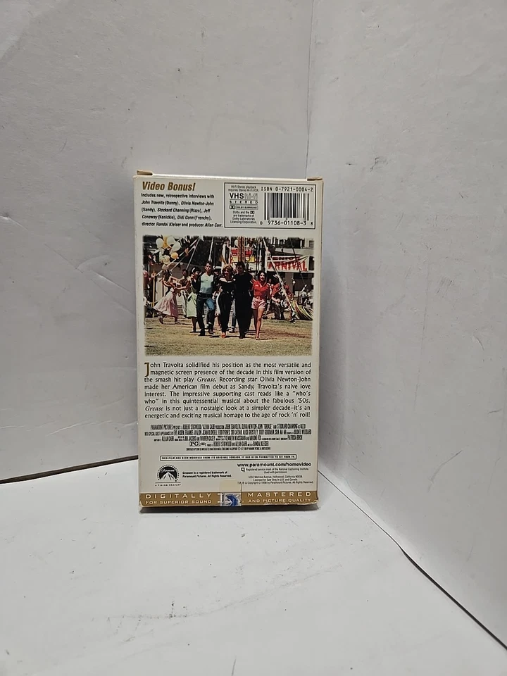 Grease 1978 VHS John Travolta, Olivia Newton-John - Image 2 of 2