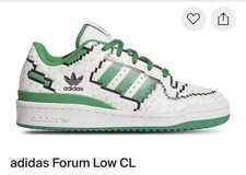 Adidas Forum Low CL Juvenil Talla 12 Minecraft Blanco Con Rayas Verdes