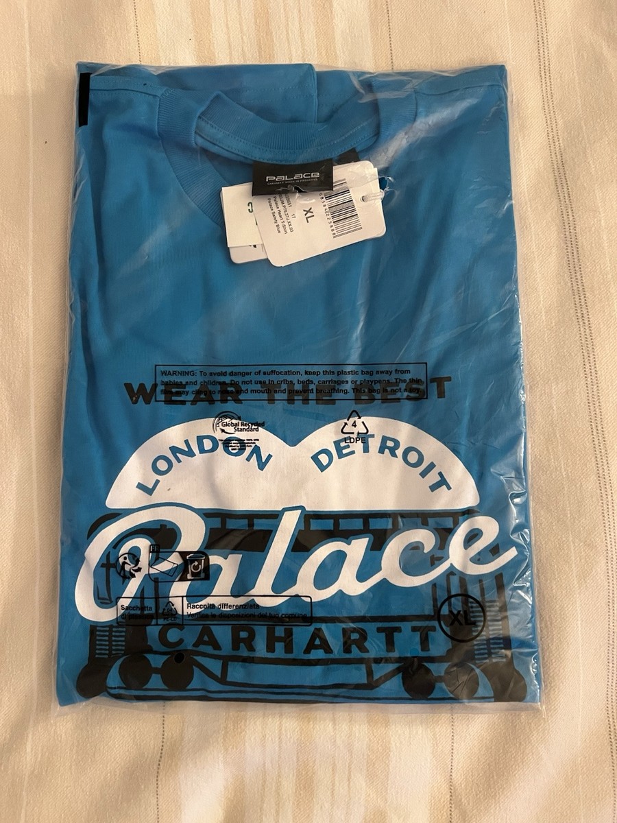 Palace x Carhartt WIP Heart Logo T-Shirt Safety Blue Cotton Tee