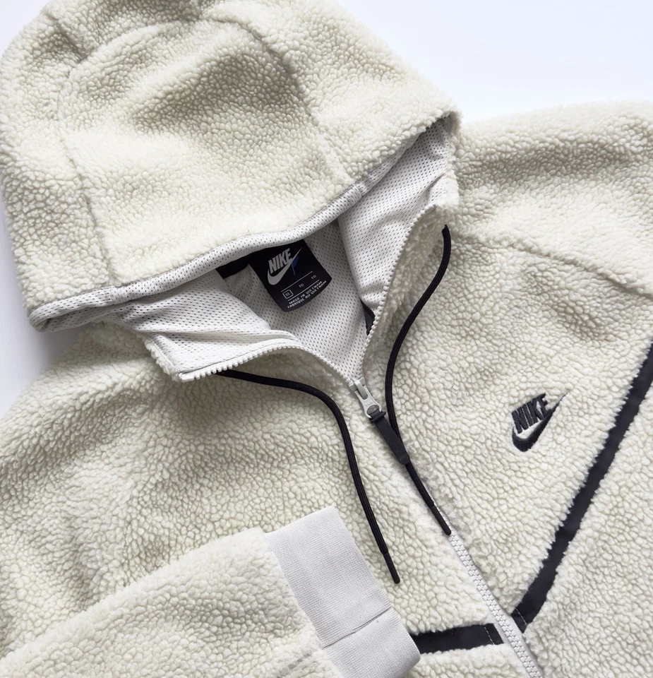 Chaqueta con capucha Nike para hombre NSW Tech polar Sherpa ICON Wind Runner crema talla XL Foto 2 de 4