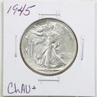 1945 50C Walking Liberty Half Dollar in Choice AU+ Condition #6448