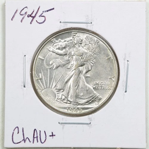 1945 50C Walking Liberty Half Dollar in Choice AU+ Condition #6448