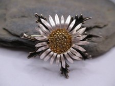 Alte Brosche Anhänger Silberdistel Th. Klotz TEKA 925 Silber vergoldet Tracht