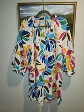 Tabitha Brown Botanical Print Puff Sleeve Mini Tunic Dress – Size XL