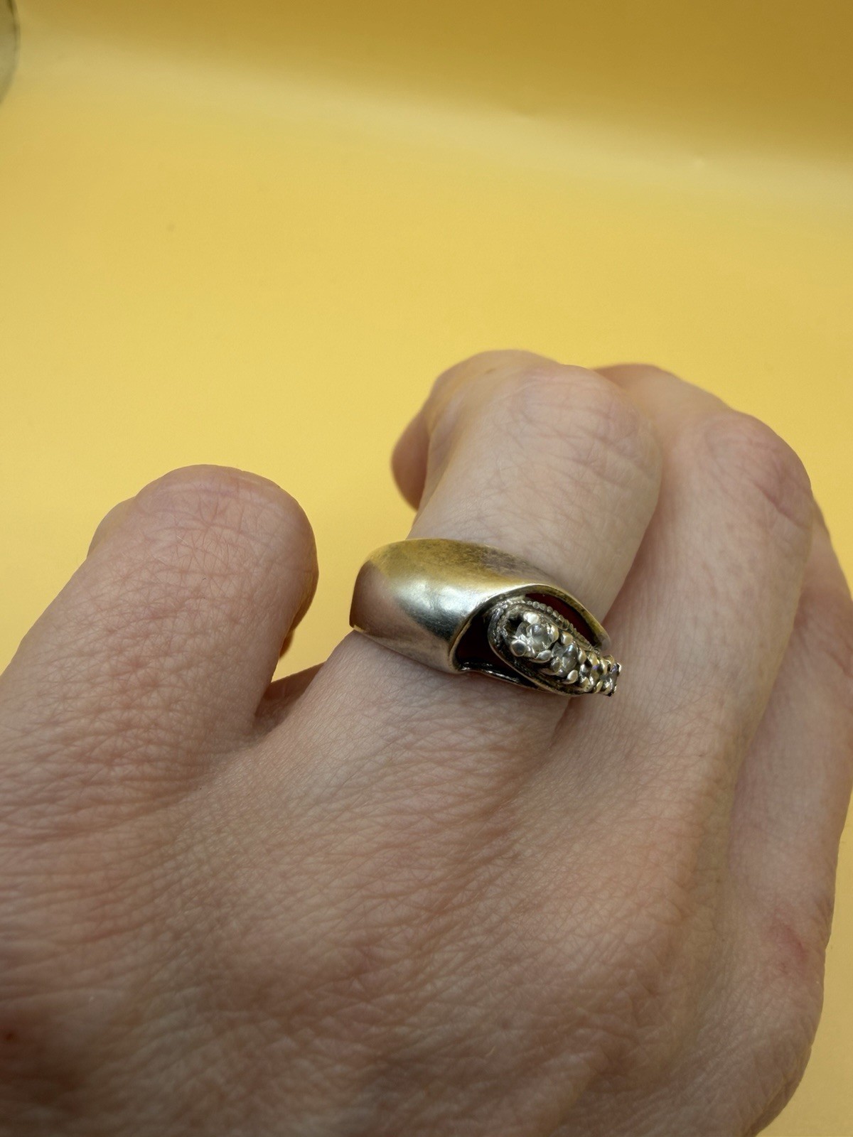 Size N,925 Sterling Silver Ring (Ukraine 1990sHallmark, Chestnut Leaf) #27 image 2