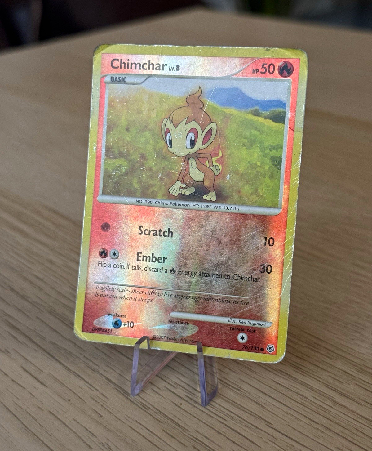 Pokemon - Chimchar 76/130 - Reverse Holo - Diamond & Pearl - HP Heavily Played