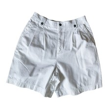 Vintage 90s LIZSPORT White Cotton Pleated Bermuda Shorts Size 12
