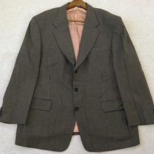 Vintage Bachrach Blazer Herringbone Wool Blend Jacket Brown Black Classic 46