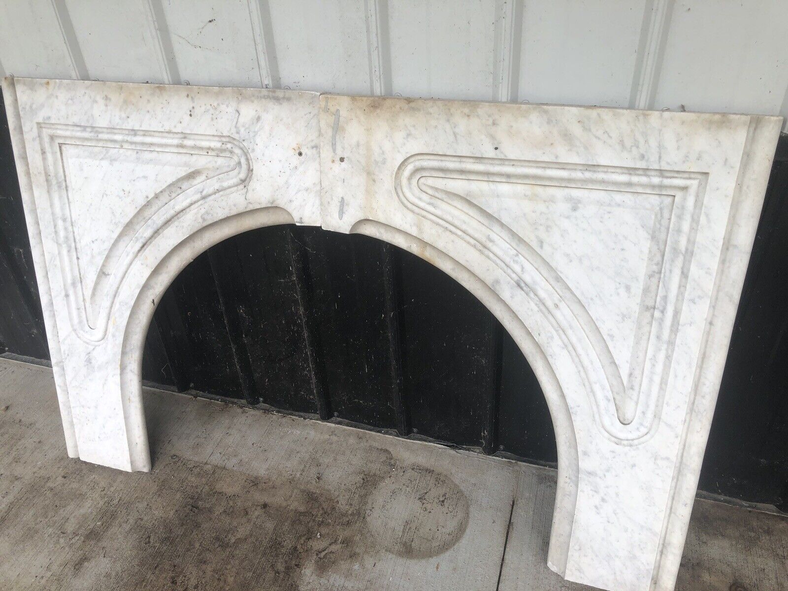 Antique White Marble Fireplace Facing (2 Piece)