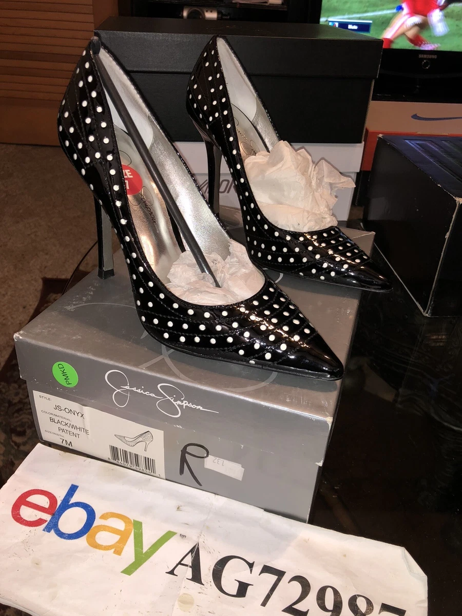 Jessica simpson black and white best sale heels