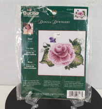 Bucilla Donna Dewberry Pink Rose Flower MADE IN USA Counted Cross Stitch Kit