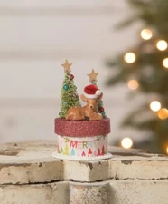 Bethany Lowe Brights Deer on Box Christmas Figure Decor TL2375