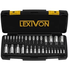 LEXIVON Master HEX Bit Socket Set of 32 Pcs - SAE and Metric Set w/ Storage Case