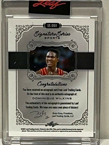 2021 Leaf Signature Series DOMINIQUE WILKINS Auto Autograph GOLD 1/1 ONE OF ONE - Picture 3 of 7