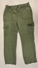 Cat  Jack Girls Wide Leg Cargo Pants Lyocell L 10 12 Olive Army Green