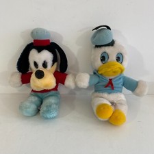 Vintage Goofy  Donald Duck Plush Dolls Disney Made in Korea