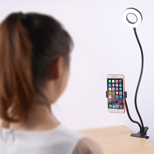 Selfie Phone Holder Tabletop Camera Lens Phone Makeup Light LED Flash Lamp - Zdjęcie 7 z 12