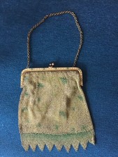1920's Antique Enameled Mesh Flapper Bag Purse Handbag Art Deco