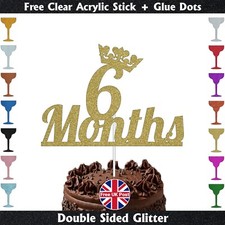 Half cake topper, 6 month glitter cake topper, custom Half birthday cake decor