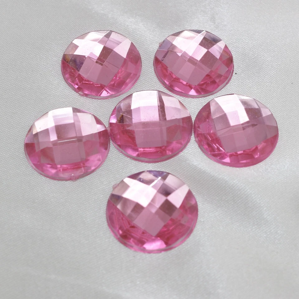 50 Pink Flatback Acrylic Rhinestone Round Gem Beads 18mm No Hole - Image 4 of 4