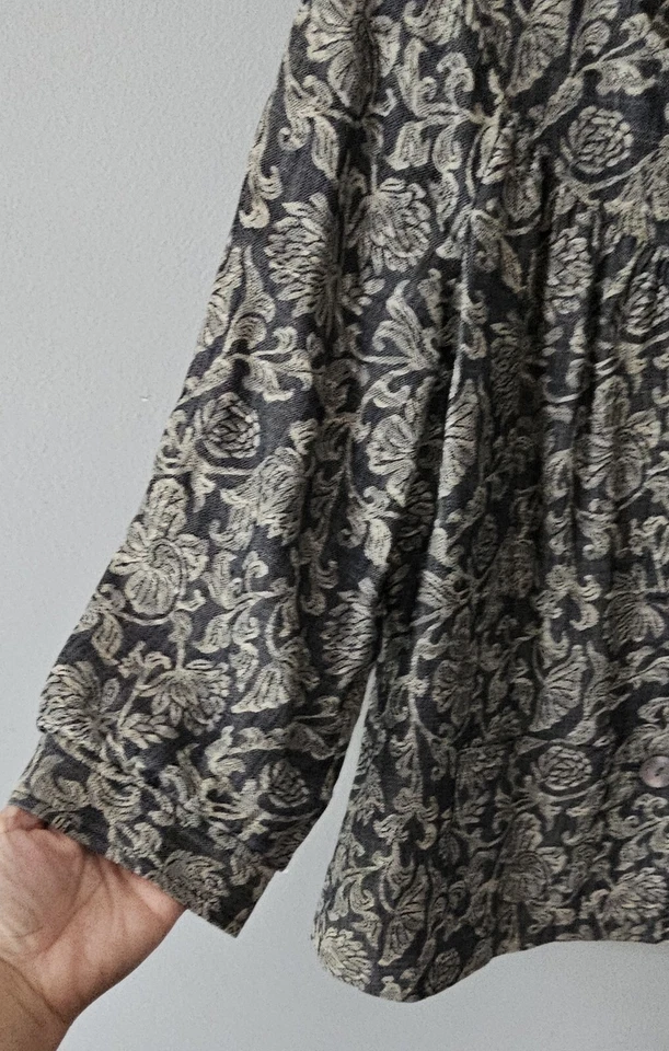 Chaqueta de lino Jill para mujer talla S negra beige cachemira floral manga 3/4 Blazer Foto 4 de 4