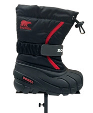 Sorel Toddler Boy's Winter Snow Boots Size 8-9 Black/Red Insulated Waterproof