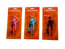 Fiskars Protractor Compass Set School Math Geometry Drawing Art Blue Red Pin 3pk
