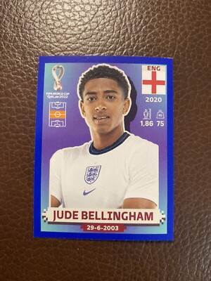 2022 Panini World Cup Jude Bellingham BLUE PARALLEL Sticker