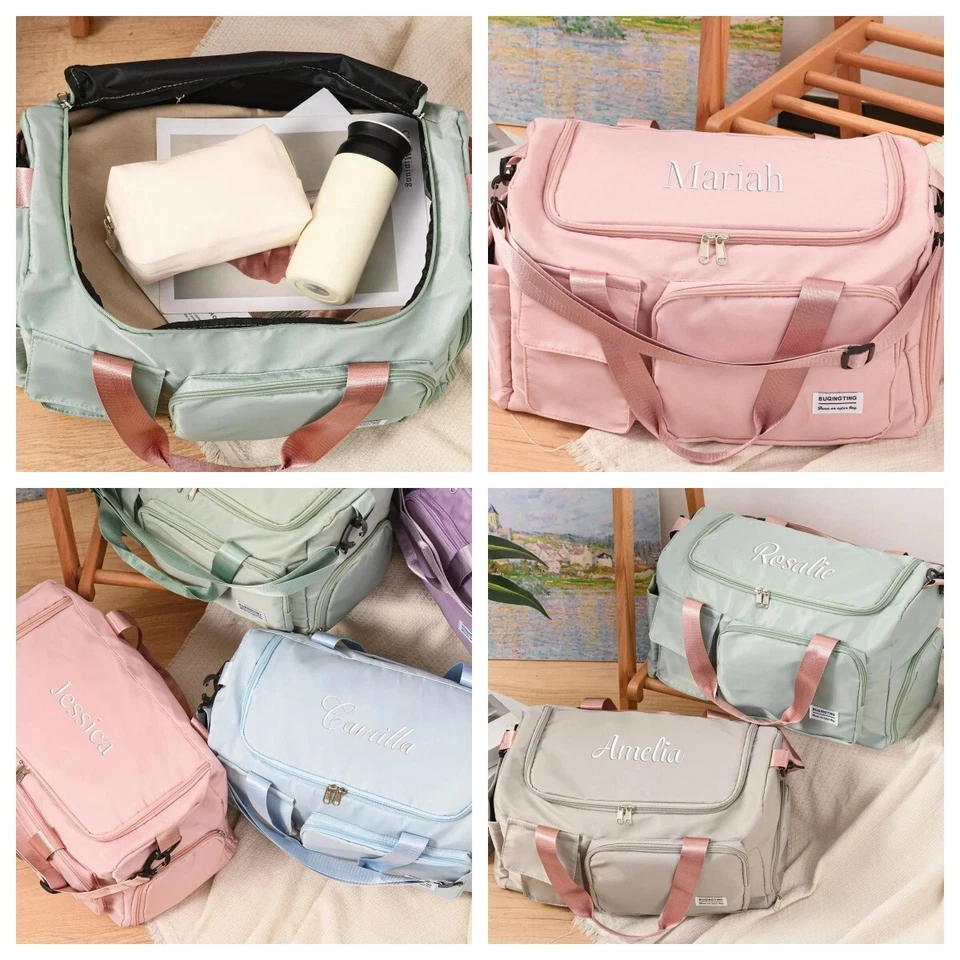 Bolsa de lona personalizada, bolsa de yoga con monograma con nombre, bolsa de fin de semana, bolsa de noche Foto 3 de 4