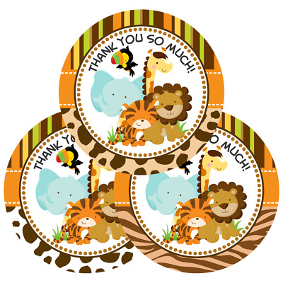 Woodland Animals Thank You Stickers Pack of 120 2 Large Round Jungle Safari Creatures Seals Labels for Baby Shower Favors Decorations Cards Gift Envelopes Boxes 