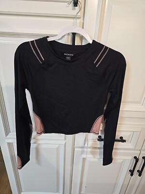 Athleta Ignite Top, Black / Palermo Pink SIZE S Crop
