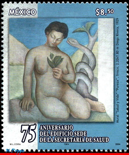 2385 Mexico 2004 HEALTH SECRETARY'S BUILDING, PAINTINGS, ART, MI# 3096, MNH