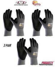 3 PR 34-844 MaxiFlex Nitrile Grip Foam Dotted Palm Coated PROTECTIVE WORK GLOVES