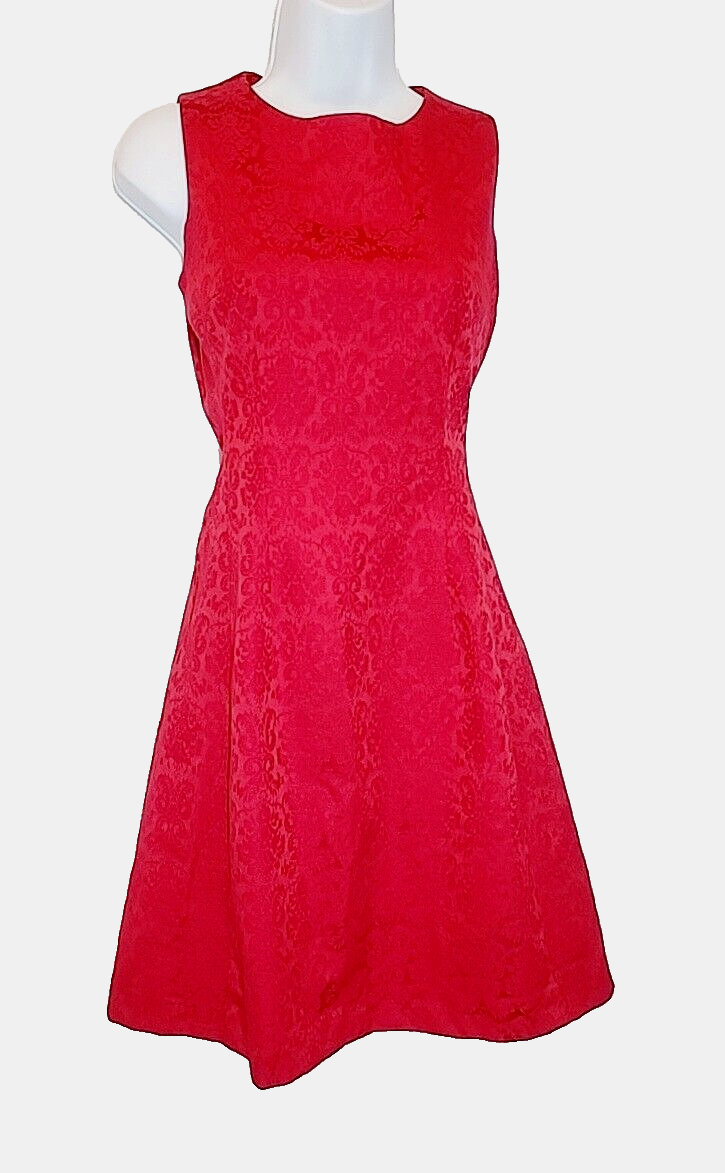 Eva Mendes Damask Red Sleeveless Dress A-Line Professional Work Womens 0 X-SMALL