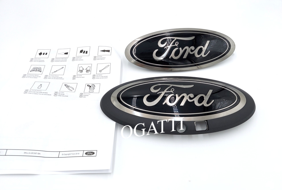 F-150 2018-2020 Front/Rear Smoke Chrome Black Ford Oval Emblem w/ Camera