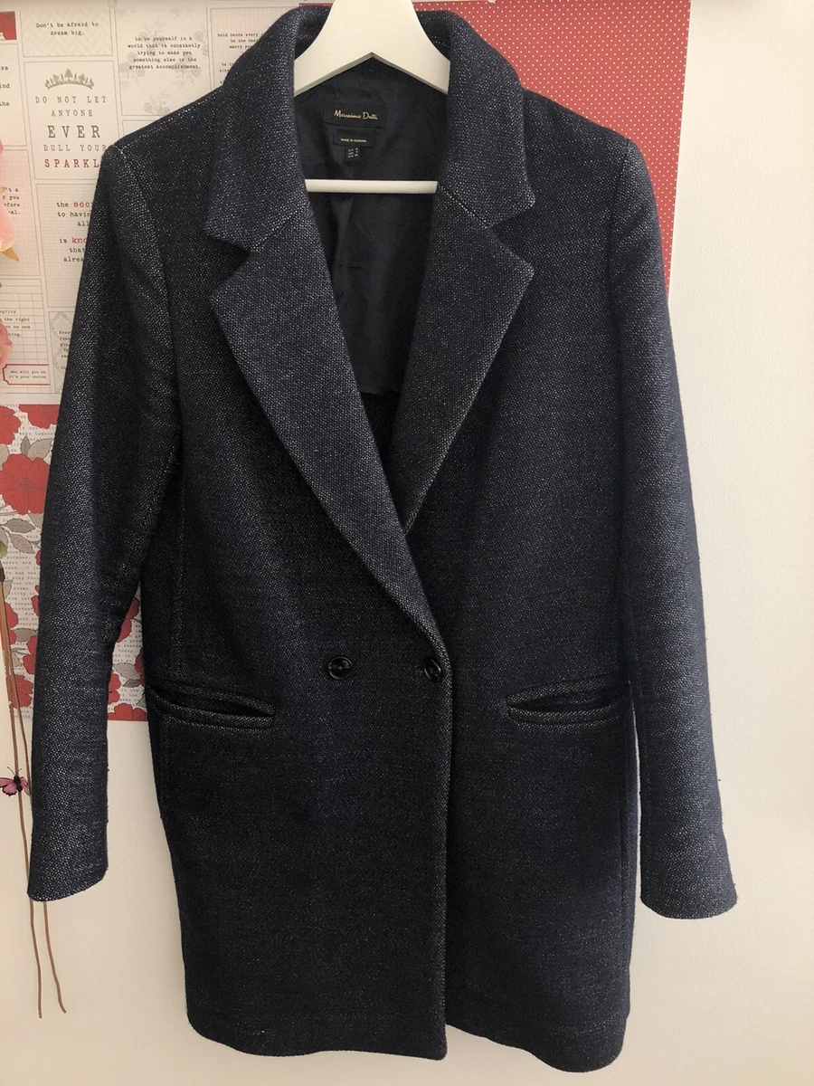 Massimo Dutti Women Smart Coat Dark Blue Size 38 eBay