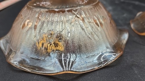 2 Ciotole Iridescenti e Spina di Pesce VETRO DEPRESSIONE Gelato Trinket Condime - Foto 7 di 9