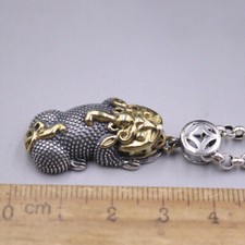 Echt 925 Sterling Silber Anhänger Frauen Mann Drache Münze Pixiu Pendant 1,57 Zoll hoch