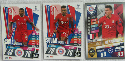3 Bayern München Cards 20-21 Topps update extra Costa + Tolisso + Hernandez 2021
