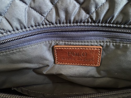 Ralph Lauren Polo Large Navy Blue Quilted Crossbody Bag + Tan Leather Trim - Picture 9 of 12