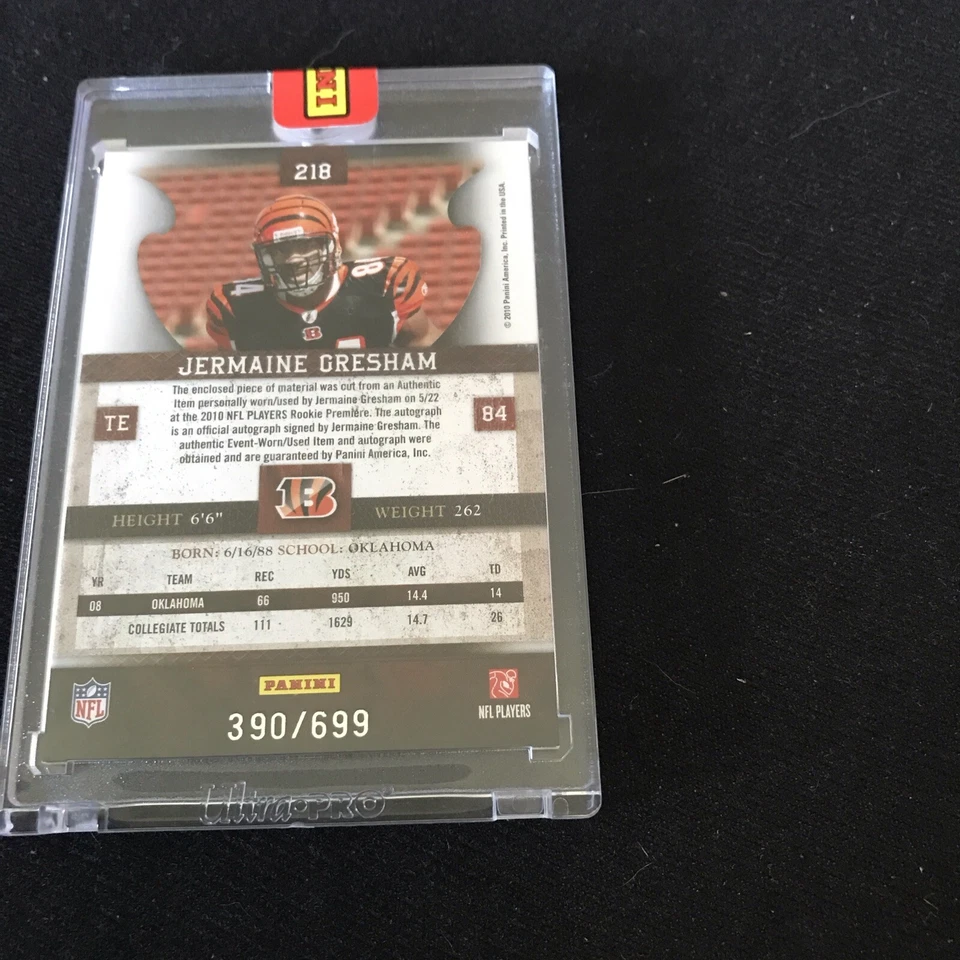 2010 Plates & Patches Jermaine Gresham Rookie Patch Auto Autograph #390/699 - Image 2 of 2