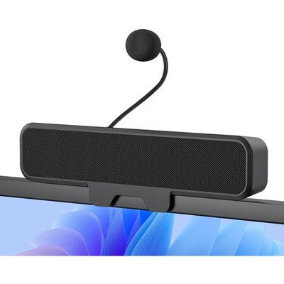 USB Monitor Speaker, Stereo & Bass, Mikrofon, EIN-Knopf-Stummschaltung, Schwarz