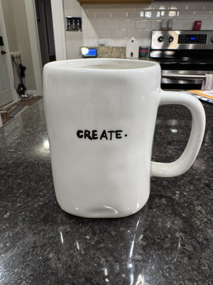 Vintage Rae Dunn M Exclusive by Magenta ''CREATE.'' Coffee Tea Artist Mug RARE Cup