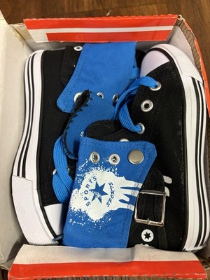 Sports High Top Sneakers Model 30113 Black Turquoise Canvas Kids Size 8