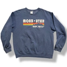 Vintage 90s Moab Utah Long Sleeve Fleece Sweatshirt Jerzees Nublend Men's LARGE