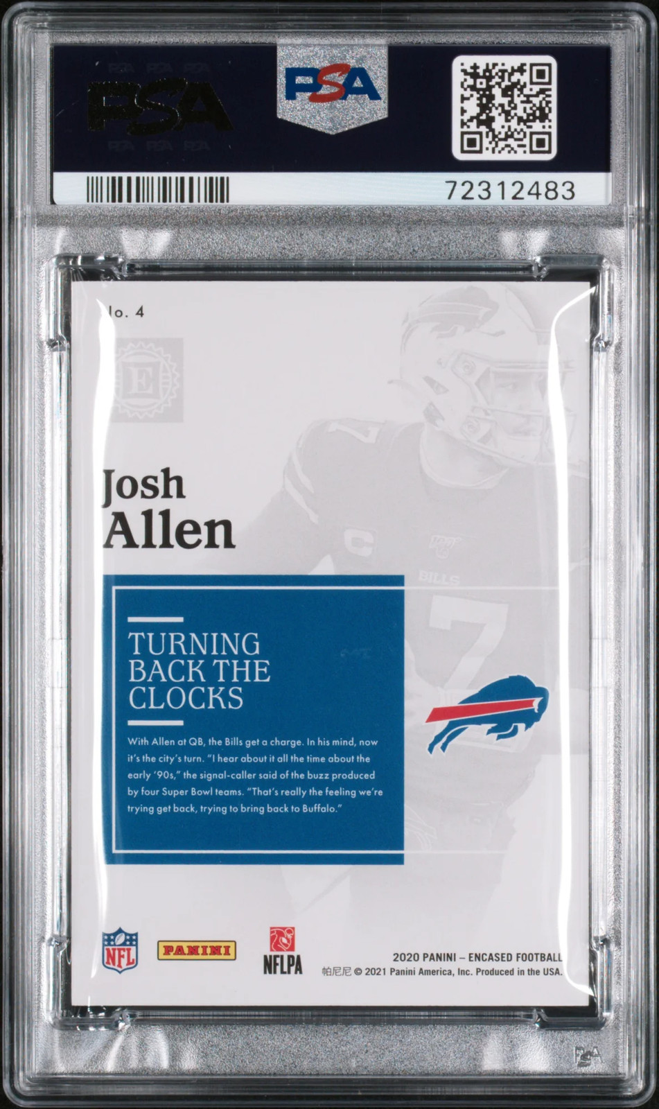 2020 Panini Encased Josh Allen Sapphire /25 PSA 10 #4 view 2