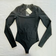 Pernille x Mango Cut Out Back Bodysuit Womens XS Black Sleek Long Sleeve Top NEW